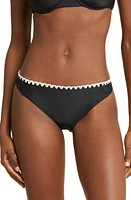 Ramy Brook Iliana Contrast Edge Bikini Bottoms Black With White Crochet Trim at Nordstrom,