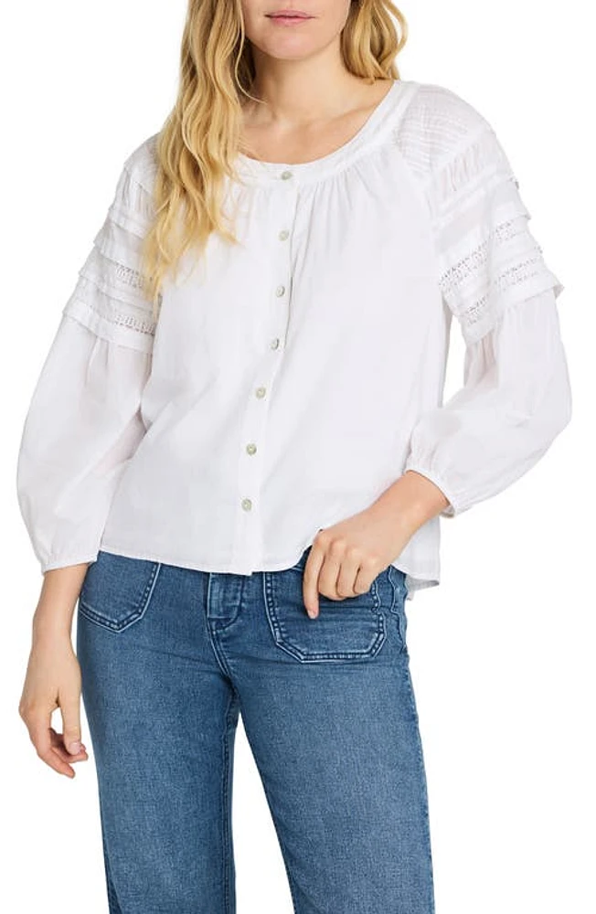 Faherty Enna Lace Inset Organic Cotton Top White at Nordstrom,