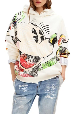 Desigual x M. Christian Lacroix Cubist Mickey Mouse Cotton Graphic Hoodie in White at Nordstrom, Size Small