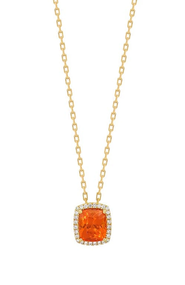 Bony Levy Garnet & Diamond Cushion Pendant Necklace in 18K Yellow Gold at Nordstrom