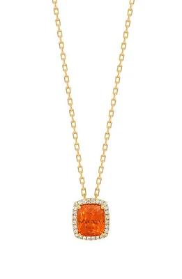 Bony Levy Garnet & Diamond Cushion Pendant Necklace in 18K Yellow Gold at Nordstrom