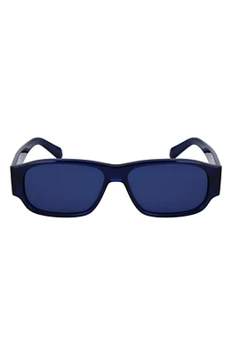 FERRAGAMO 57mm Rectangular Sunglasses in Transparent Blue at Nordstrom