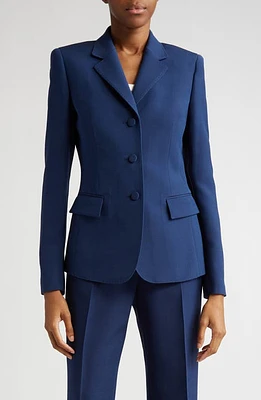 Lafayette 148 New York Academy Wool & Silk Crepe Blazer Midnight Blue at