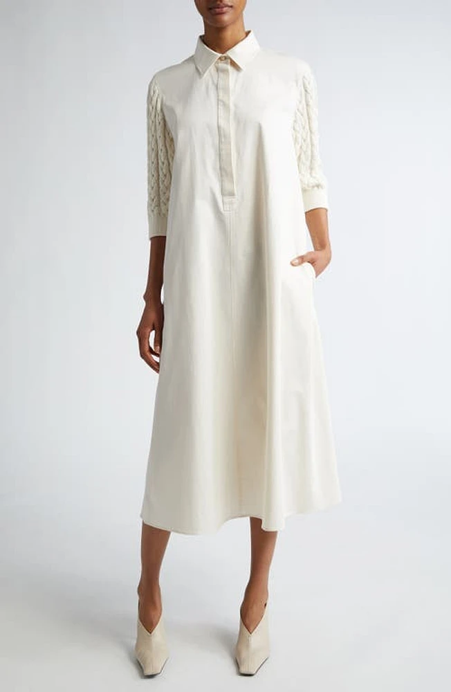 Max Mara Armonia Mixed Media A-Line Dress Vanilla at Nordstrom,