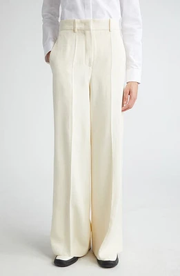 Jil Sander Tailored Wide Leg Twill Trousers in 105 Chalk at Nordstrom, Size 10 Us