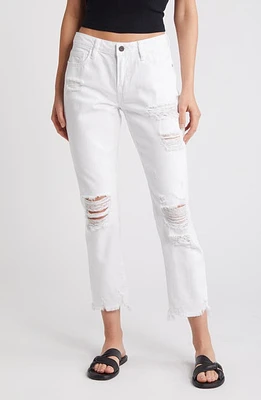 HIDDEN Jeans Slim Ripped Fray Hem Boyfriend White at Nordstrom,