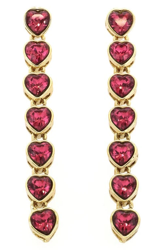 Panacea Crystal Heart Linear Earrings in Pink at Nordstrom