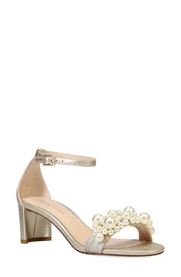 Pelle Moda Vacie Imitation Pearl Ankle Strap Sandal Platinum Gold at Nordstrom,