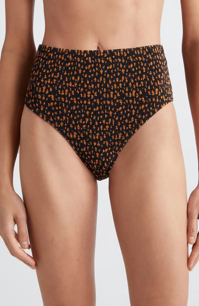 TOTEME Print Smocked Bikini Bottoms Tortoise at Nordstrom,