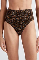 TOTEME Print Smocked Bikini Bottoms Tortoise at Nordstrom,