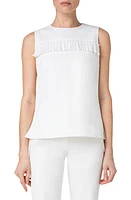 Akris punto Fringe Stretch Denim Blouse in Cream at Nordstrom, Size 16