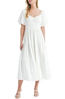 All Favor Puff Sleeve Tiered Midi Dress at Nordstrom,