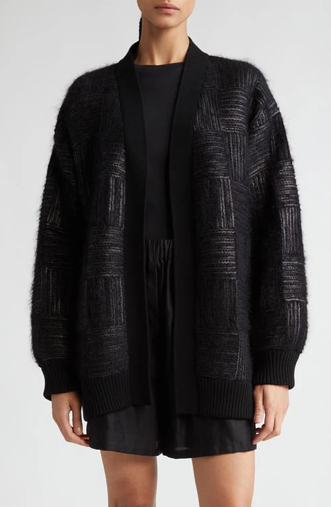 Max Mara Estonia Textured Sequin Knit Cardigan Black at Nordstrom,