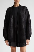 Max Mara Estonia Textured Sequin Knit Cardigan Black at Nordstrom,