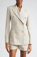 Max Mara Vanadio Double Breasted Cotton Piqué Knit Blazer Beige at Nordstrom,