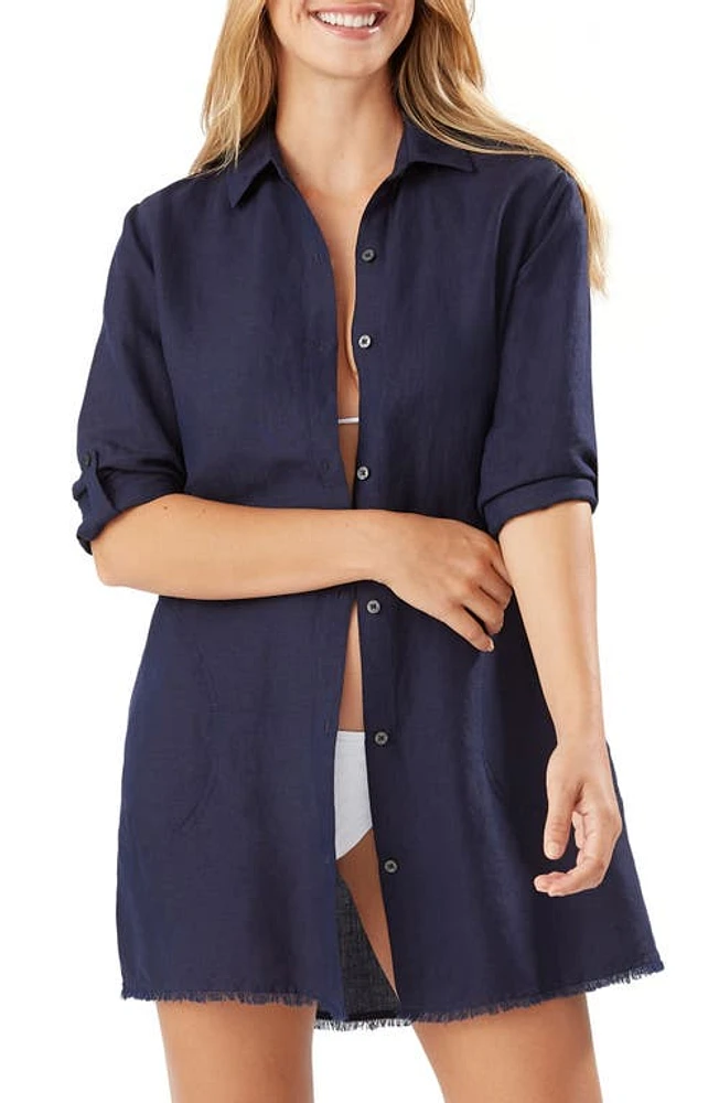 Tommy Bahama Lucia Linen Blend Boyfriend Shirt at Nordstrom,