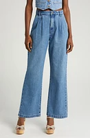 Rolla's Chloe Pleated Wide Leg Jeans Mid Blue at Nordstrom,