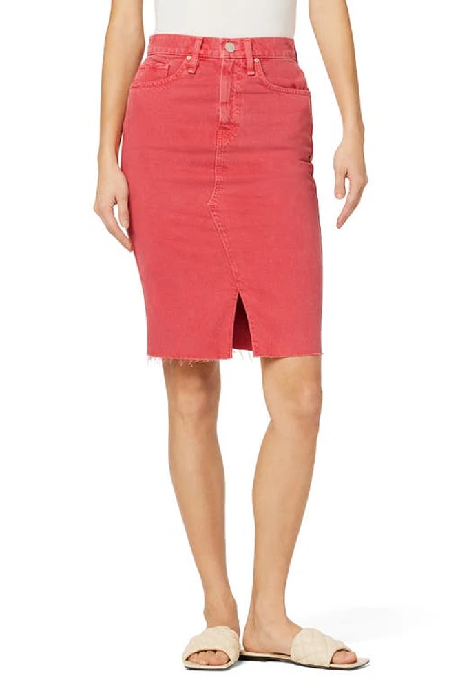 Hudson Jeans High Waist Raw Hem Denim Skirt Pink Party Punch at Nordstrom,