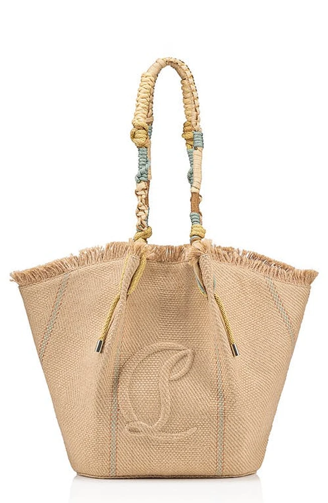 Christian Louboutin By My Side Jute Shopper in 6040 Natural Mineral/Multi at Nordstrom