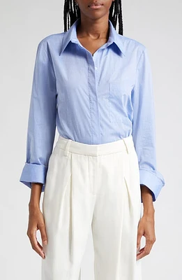 TWP The Boyfriend Oversize Cotton Chambray Shirt in French Blue at Nordstrom, Size Small