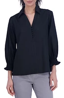 Foxcroft Alexis Smocked Cuff Sateen Popover Top at Nordstrom,