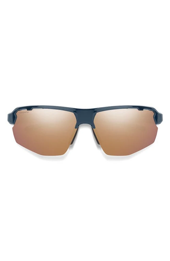 Smith Resolve Photochromic 70mm ChromaPop Oversize Shield Sunglasses in French Navy /Rose Gold Mirror at Nordstrom