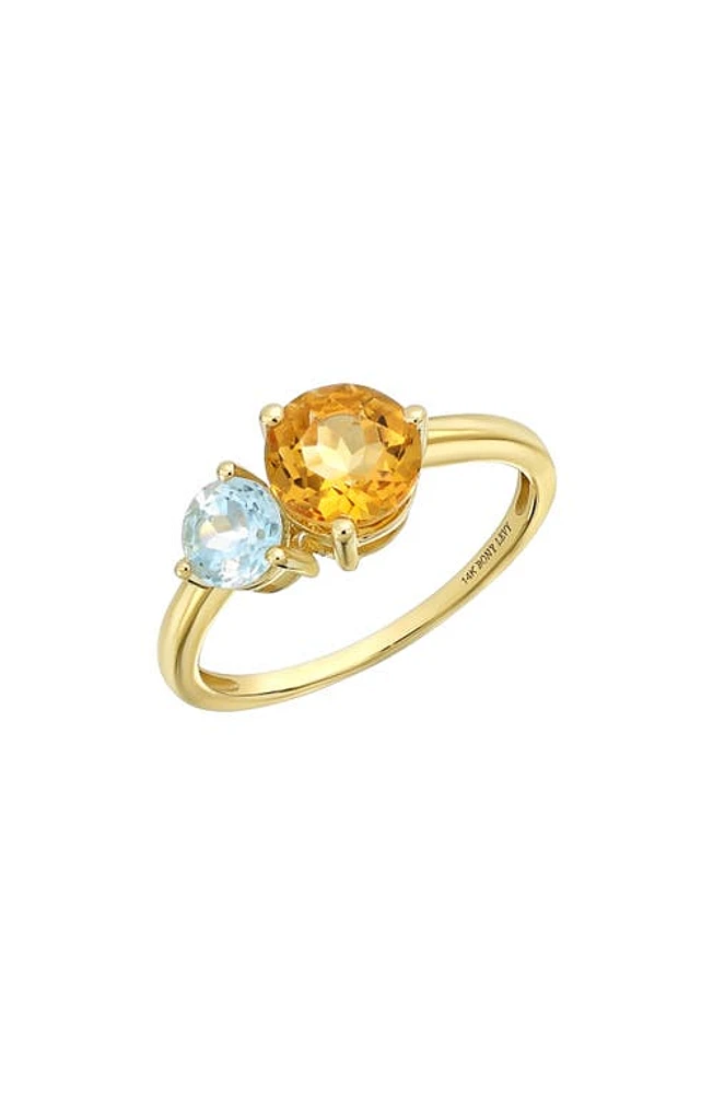 Bony Levy 14K Gold Semiprecious Stone Stackable Ring Yg Blue Topaz Citrine at Nordstrom,