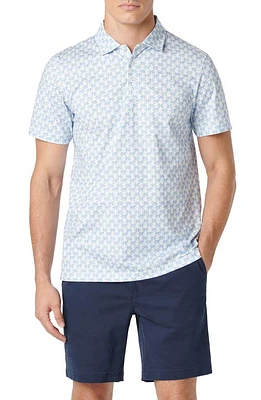 Bugatchi Victor OoohCotton Leaf Print Polo Azure at Nordstrom,