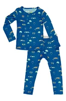 Bellabu Bear Kids' Monaco Two-Piece Fitted Pajamas in Monaco Blue at Nordstrom, Size 18-24M