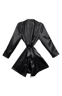 BLISSY Mulberry Silk Robe in Black at Nordstrom