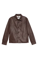 Brunello Cucinelli Leather Button-Up Overshirt in Coi29 Caffe/Bianco/Grigio at Nordstrom, Size Large