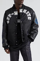 Off-White Varsity Nylon & Leather Bomber Jacket Black White at Nordstrom, Us