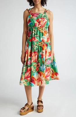 FARM Rio Tropicart Floral Midi Dress Green at Nordstrom,