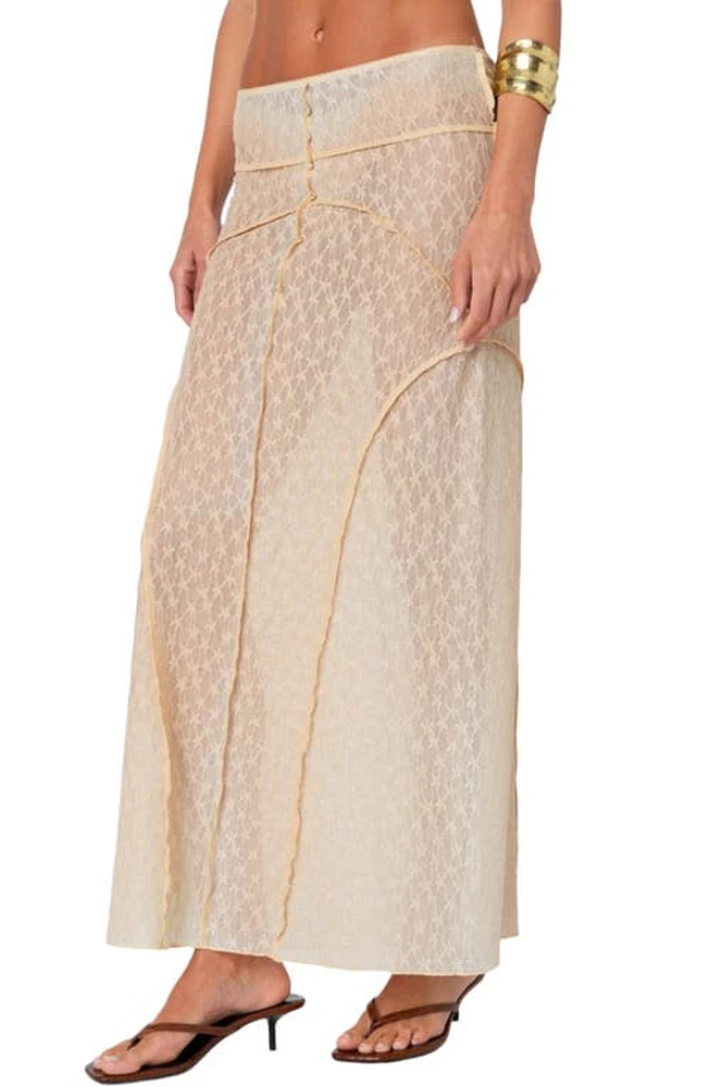 EDIKTED Inside Out Sheer Maxi Skirt Beige at Nordstrom,