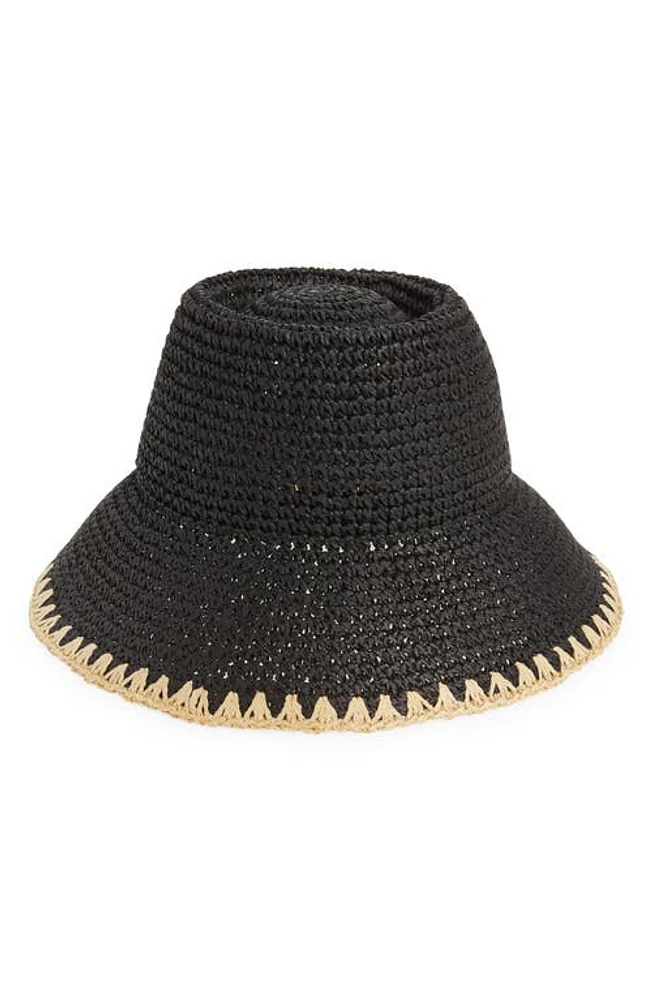 Madewell Whipstitch Straw Bucket Hat in True Black at Nordstrom, Size Small