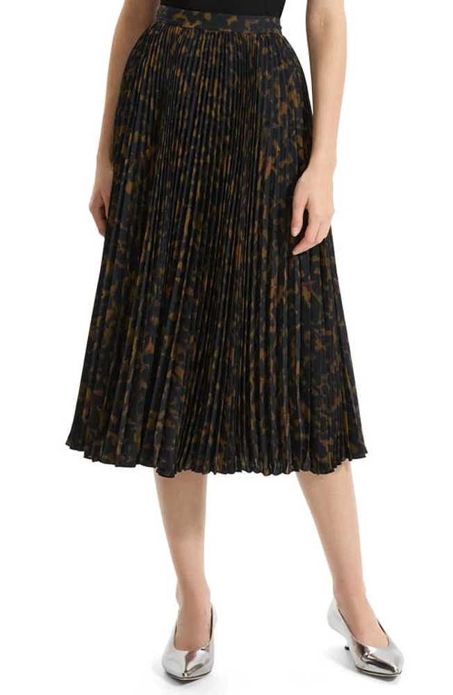 Theory Sunburst Pleated Midi Skirt Dark Brown Multi at Nordstrom,