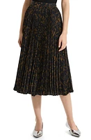 Theory Sunburst Pleated Midi Skirt Dark Brown Multi at Nordstrom,