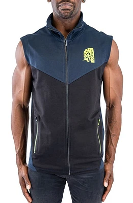 Maceoo Fairway Colorblock Zip-Up Golf Vest Black at Nordstrom,