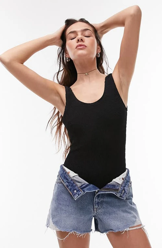 Topshop Scoop Back Rib Swimsuit Black at Nordstrom, Us