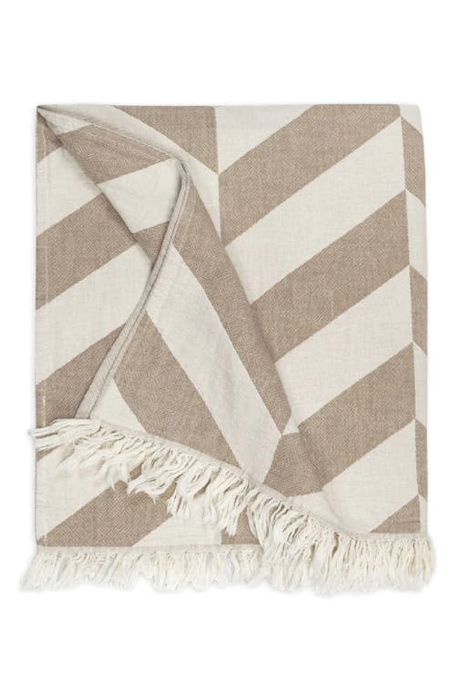 Matouk Paros Chevron Stripe Beach Towel in Coconut at Nordstrom