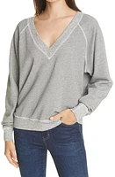 The GREAT. V-Neck Sweatshirt Varsity Grey at Nordstrom,