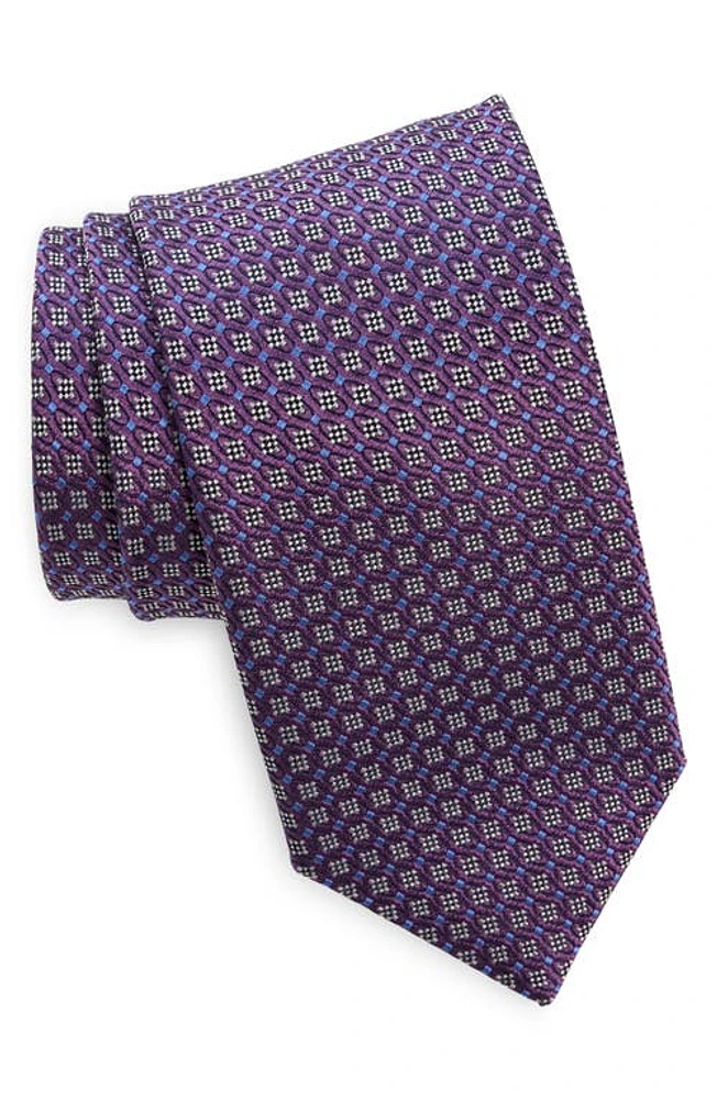 Canali Neat Silk Tie in Purple at Nordstrom