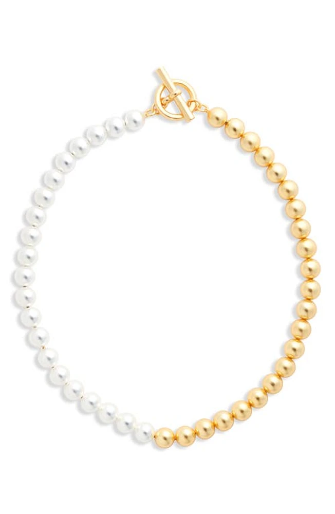 Karine Sultan Two-Tone Beaded Chain Necklace in Mixed Metals at Nordstrom