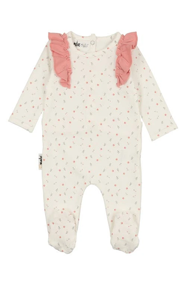 Manière Petals & Polka Dots Footie White at Nordstrom,