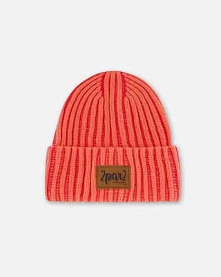 Deux Par Deux Girl's Solid Knit Hat Coral at Nordstrom, Size 5