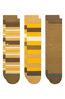 Stance Assorted 3-Pack Wasteland Stripe Crew Socks in Brown Multi at Nordstrom, Size Large