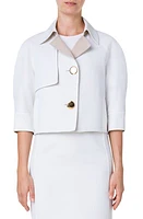 Akris Two-Tone Trench Style Crop Jacket in 133 Ecru-Sand at Nordstrom, Size 14