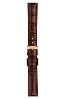 Tissot 15mm Croc Embossed Leather Watch Strap in Brown at Nordstrom