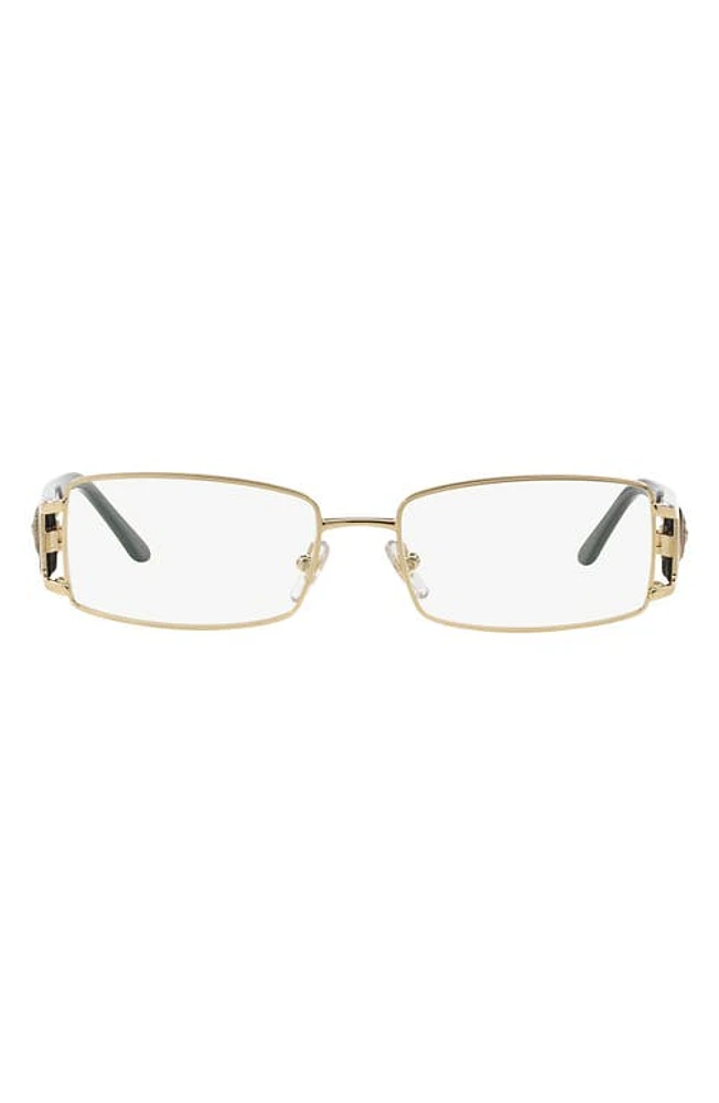 Versace 52mm Rectangle Optical Glasses in Pale Gold at Nordstrom