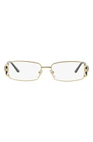 Versace 52mm Rectangle Optical Glasses in Pale Gold at Nordstrom